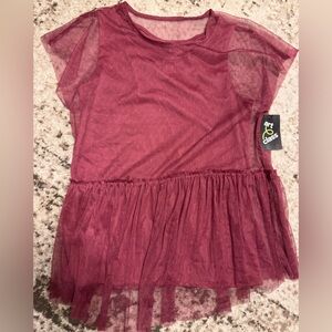 Art Class Burgundy Tulle Top Girls 14 16